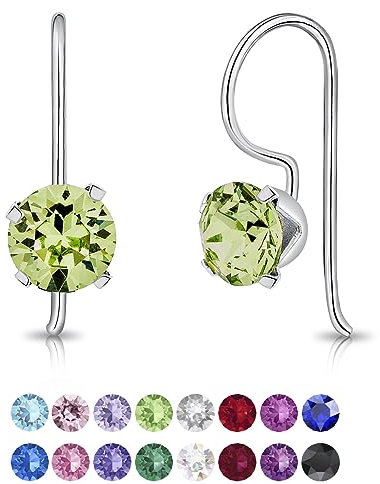 Orecchini Peridoto - Pendenti Donna Argento 925 con Vero Cristallo Verde 6 mm - Colorati e con Pietre Verdi