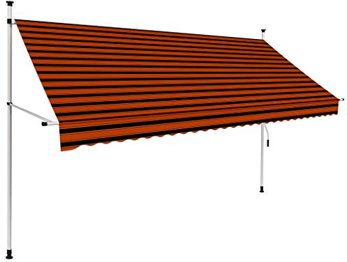 Tidyard Einziehbare Markise Klemmmarkise Gartenmarkise Gelenkmarkise Handbetrieben 200 cm / 300 cm / 400 cm Orange und Braun
