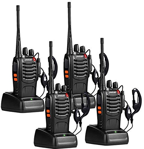 pxton Walkie Talkies Long Range for Adults with Earpieces,16 Channel Walky Talky Rechargeable Handheld Two Way Radios with Flashlight Li-ion Battery and Charger(4 Pack)