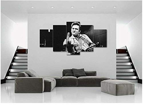 104Tdfc Johnny Cash Konzert Mitte 5 Teilig Leinwanddrucke Wanddeko Kunstdruck Modern Wandbilder Leinwand Wohnzimmer Kunstdruck Bilder Kreatives Geschenk