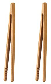 I-MART Toaster Tongs, 7 Inches Bamboo Tongs for Cooking Toast Kitchen (2 Pcs)