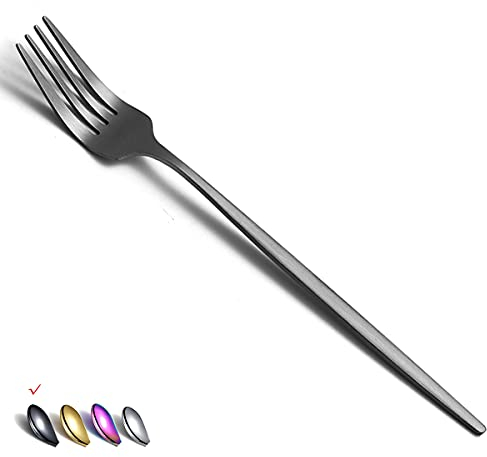 HOMQUEN Tenedores de Negro Mate Cena 6 Piezas Acero Inoxidable 8.4 Pulgadas TenedoreJuego de Cubiertos Tenedoresde Postre Tenedore de Mesa Tenedore de Ensalada para Hogar, Cocina o Restaurante