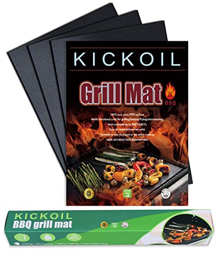 Grillmatten für Outdoor-Grill, Grillmatte, 3er-Set, strapazierfähig, antihaftbeschichtet, PTFE-Teflon, Grillzubehör, wiederverwendbar und leicht zu reinigen, Holzkohle-Gas, elektrisch, Wohnmobil,
