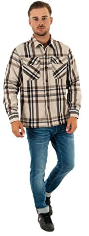 SCHOTT NYC SHCARL4 Chemise, Beige Checks, XXL Homme