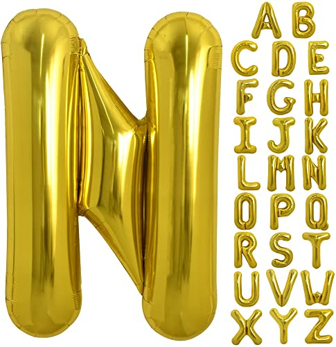 TONIFUL 101,6 cm große goldene Buchstaben N Luftballons, Folienballons aus Mylar, für Geburtstagsparty, Jahrestag, Zubehör, Dekorationen
