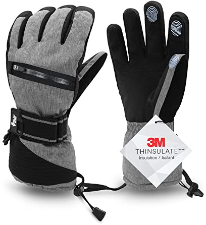 Vihir Gants de Ski d'hiver pour Homme et Femme, Gants Thermiques 3M Imperméables, Gants de Cyclisme Chauds, Vent Respirant Antidérapant Idéal pour Ski Snowboard Course Cyclisme