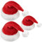 3 teiliges Set Weihnachtsmann Mütze Rot, Plüsch Nikolaus Mütze, Weihnachtsmütze Nikolausmütze Plüsch, Weihnachtsmützen für Kinder und Erwachsene Unisex（2 * Erwachsenenkappe + 1 * Kinderkappe）