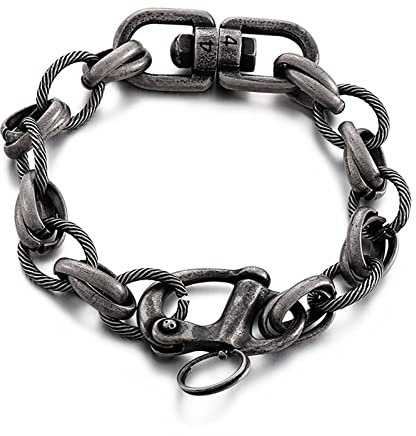 Wycian Un Bracelet pour Homme, Bracelet Aesthetic Vintage Acier Inoxydable Noircissement Porte-Clés Vintage 26.5CM Pourhomme Copain Bijoux Regalo