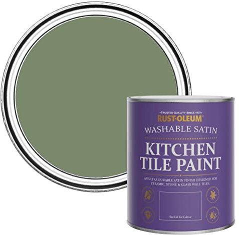 Rust-Oleum Green water resistant Kitchen Tile Paint in Satin Finish - All Green 750ml