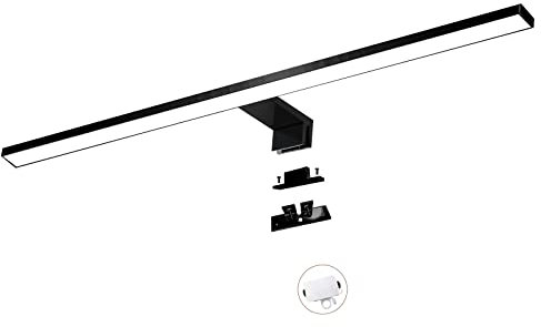 YIQAN luz de baño 60cm 13w LED luz de espejo 4000K luz natural Negro mate 1100lm luz de tocador de baño 3 opciones de montaje