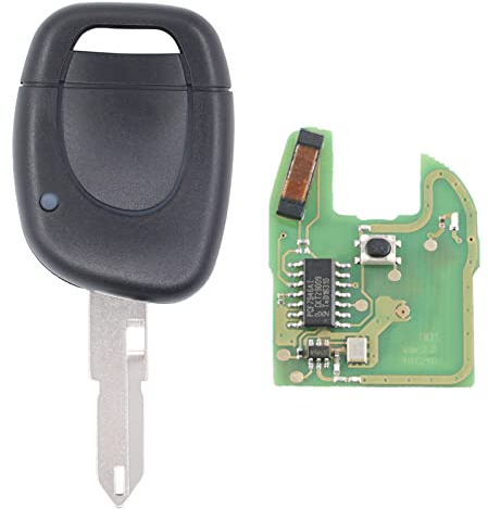 Schlüssel Fernbedienung Autoschlüssel Funkschlüssel 1 Tasten Sendeeinheit 433Mhz Sender für PCF7946 ID46 Chip mit elektronische Karte Transponder Gehäuse Fräsen Batterie für Clio 2 Kangoo