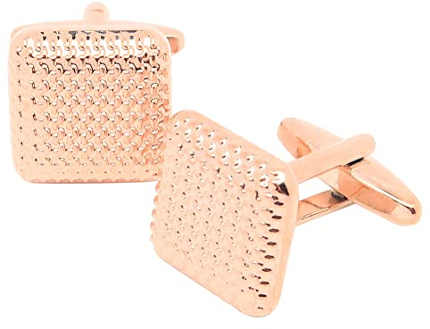 Jonwo 4 Colors Square Metal Cufflinks for Men with Gift Box Silver, Gold Plated, Black, Rose Gold Men Cufflink for Wedding Dress Shirt Party Birthday Anniversary Dress (Rose Gold)