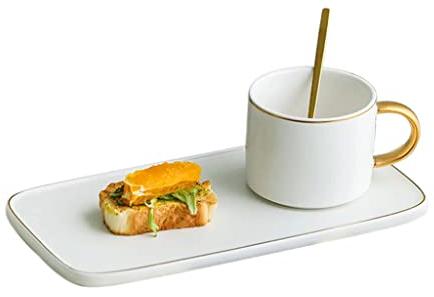 XOUVY 7 oz. soup cup with handle, plate and bowl set, soup and side bowl, soup and sandwich plate set 200 ml