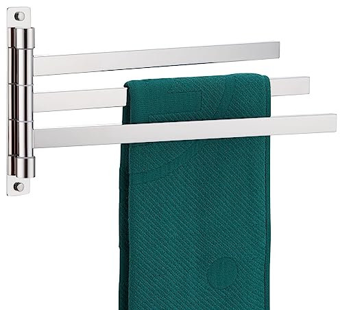 KOKOSIRI Schwenkbare Handtuchstangen Schwenkbar Handtuchhalter 3-armig für Badezimmer Küche WC Wandmontage Chrom Edelstahl B5007CH-A3