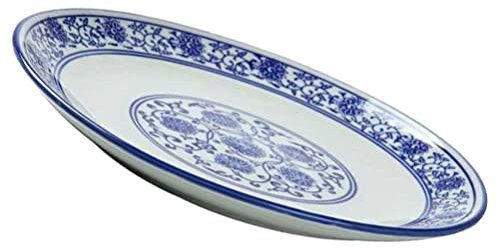 Assiettes de service en porcelaine bleue et blanche - Assiettes creuses de 25,4 cm - Assiettes rondes pour salade, crêpes, steak