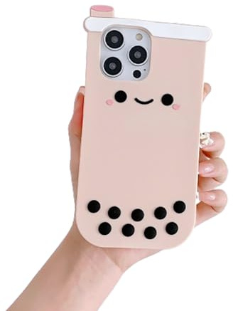 wifantien 3D Bubble Boba Tea Case for iPhone 11 6.1 inch,iPhone 11 Boba Tea Case,3D Cartoon Cute Kawaii Character Smile Face Boba Tea Kids Teens Girls Women Soft Silicone Case for iPhone 11 Boba Tea