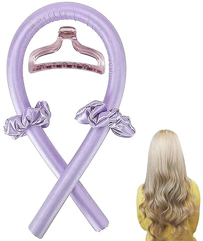 Bigodino Lungo per Boccoli, Heatless Hair Curler Bigodini Morbidi per Dormire Arricciacapelli Senza Calore Piastra Boccoli Bigodino Fascia Capelli Accessori per Capelli,Viola
