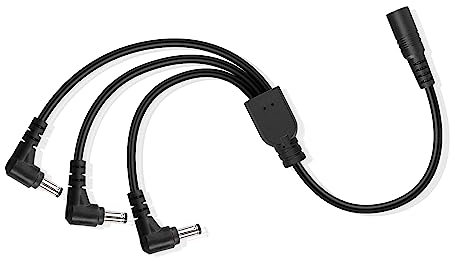 GINTOOYUN DC Netzteil 1 Buchse auf 3 Splitter Kabel DC 5,5 mm x 2,1 mm 1 Buchse auf 3 Adapterkabel 90 Grad Splitter Verlängerungskabel 0,7 m für CCTV-Sicherheitskamera, DVR, etc