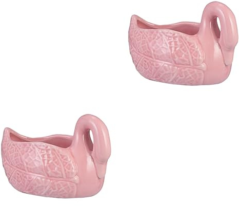 YARNOW 2st Swan Sukkulenten-pflanzgefäß Aus Keramik Tiertöpfe Aus Keramik Tierische Pflanzenhalter Sukkulentöpfe Aus Keramik Tierpflanzgefäße Aus Keramik Tiere Karikatur Vase