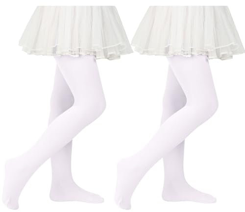 Century Star 2 Paar Mädchen Strumpfhose für Baby - Ballettstrumpfhose Mädchen zwei Paar weiß 6-9 Jahre