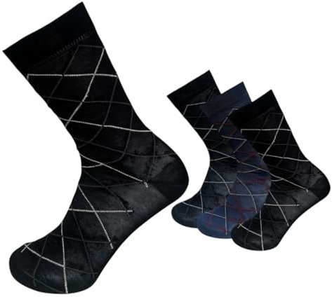 DREAM SOCKS 4 paia calze corte da uomo a metà polpaccio in cotone filo di scozia elasticizzate,calzini molto leggeri made in italy rimagliate a mano (39-42, 4 X Set. LIGNES ELEGANT)