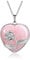 GEHECRST Damen Halskette Edelstein Silber Rose Wrap Herz Anhänger mit Kette Liebe Amulett Segen Schmuck Reiki Steine Halsschmuck (Rosenquarz)