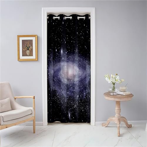 Odot Türvorhang Blickdicht mit Ösen, Verdunklungsvorhänge Isolierter Gardinen 3D Universum Milchstraße Druck Raumteiler Vorhang für Wohnzimmer Schlafzimmer Fenster Tür Schrank (Farbe C,80x180cm)