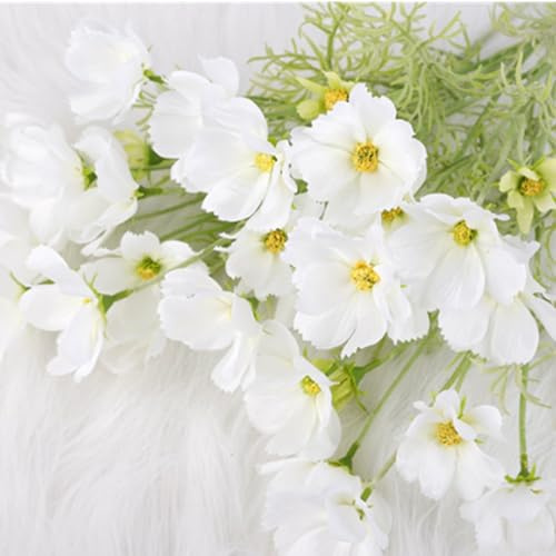 OUKEYI 6 fiori artificiali in seta, per composizioni floreali, bouquet nuziali, 60 cm, margherite artificiali resistenti ai raggi UV (bianco)