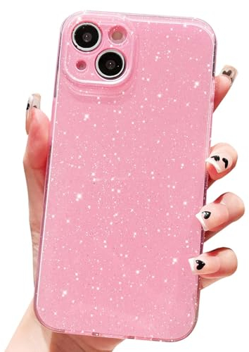 SouliGo iPhone 13 Hülle Handyhülle Glitzer Bling Slim Case Soft TPU Bumper Silikon Cover Anti Rutsch Kratzfest Stoßfest Schutzhülle für iPhone 13 6.1'' Glänzend Rosa