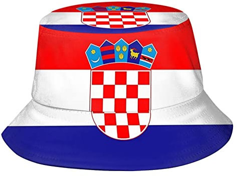 501 Anglerhut Kroatien-Flagge Strandhut Sonnenschutz Fischerhüte Faltbar Bucket Hat Für Camping Wandern Reisen