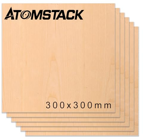 ATOMSTACK Lot de 6 contreplaqué de cerisier de 30 x 30 cm, sélectionnés et testés, découpés par CNC, peints, processus de bricolage, découpés et gravés au laser