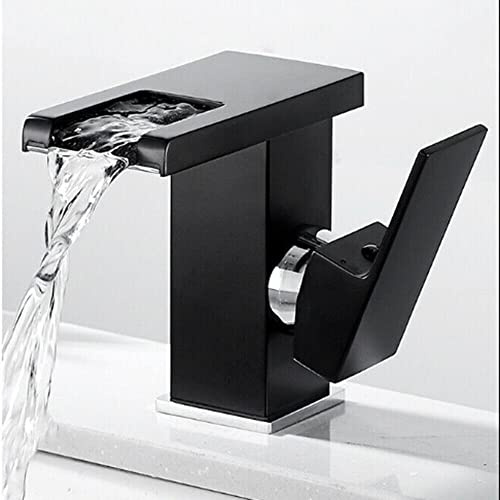 Waschtisch Armatur Wasserfall mit RGB 3 Farbwechsel LED Wasserhahn Bad Beleuchtung Waschbecken Einhandmischer für Privatpersonen Häuser Duschen