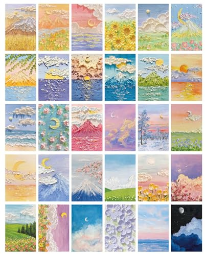 ZPPLD Postkarten Set 30pcs,Postkarten Vintage,Postkarten Blumen | ölgemälde Postkarte,Postkarten Kinder,grußkarten, Thema Liebe Freundschaft,Romantische Karten
