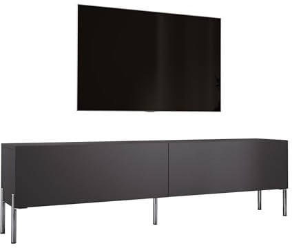 3E 3xE living.com TV-Lowboard, Farbe: Anthrazit, Chrom Beine, A: 170x32x52 cm (BxTxH)