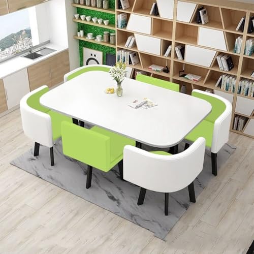 Küchentisch Esstisch mit 6 Stühlen Set, Konferenztisch Set 6 Personen, Empfangtisch Besprechungstisch for Esszimmer Küche Wohnzimmer(8)