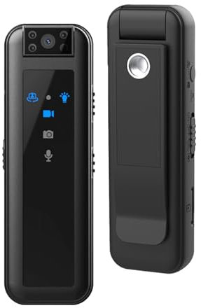 Camnoon Cámara Corporal de 1080P con grabación de Audio y Video, minicámara Corporal portátil, Clip Trasero, Soporte para Bicicleta para Agentes de la Ley, entregas, Viajes personales, Ciclismo