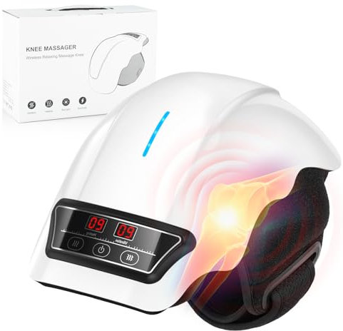 4 in 1 Massaggiatore per Ginocchio Senza Fili, Ginocchiera Massaggiante con 9 livelli di Calore e Vibrazione, Luce Rossa e 5 niveles de intensidad de EMS per artrite,legamenti stirati e lesioni