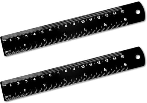 Dimeho Metall Lineal 2 Stück 15cm Edelstahl Lineal Metalllineal Doppelseitenskala Stahlmaßstab mit Zentimetern Millimetern Zoll und Umrechnungstabelle für Studenten Maschinisten und Zeichnen (Schwarz)