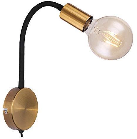 GLOBO Vintage Wand Leuchte gold schwarz Eddison Lampe beweglich Strahler