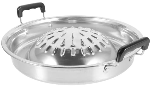 DECHOUS Grillpfanne mit Griff aus Aluminium, Silber, ohne Grat | Multifunktional für Outdoor und Gartenbarbecue, Tragbar für Camping und Tisch