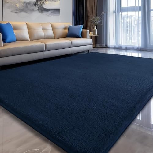 Treeboy Teppich Wohnzimmer 120x160 Marineblau, Waschbarer Teppich Kinderzimmer Mädchen Junge Schlafzimmer Grau Carpet Teppiche Gegend Kurzflor Flauschig Rutschmatte Teppiche Kinderzimmer