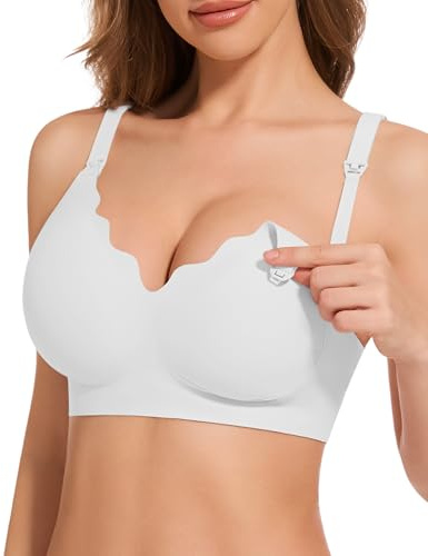 HBselect Nursing Bras for Breastfeeding Seamless Jelly Wireless Bra Pregnancy Maternity Bras Comfort Sleep Bralettes White