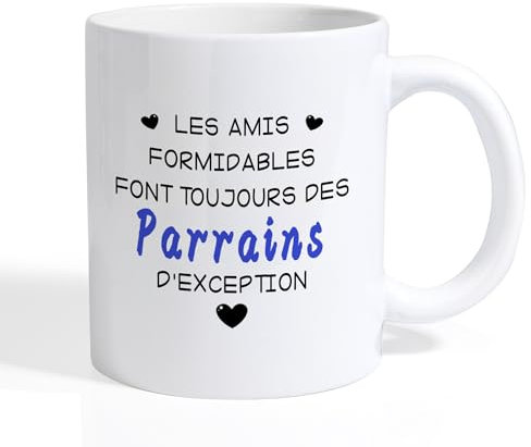 Hisxierng Cadeau Pour Parrain Cadeau Anniversaire Parrain Bapteme Demande Mug Original Utile Cadeaux Fête Des Pères Personnalisé Merci Baptême Noel Cadeaux Fete Des Peres Communion Noël Baptême