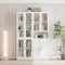 VOWNER Bücherregal mit Glastüren, 5-stöckiges Bücherregal mit Verstellbarem Regalboden, Modernes Großes Aufbewahrungsvitrinen-Set für Home Office, Wohnzimmer, Weiß(CD)