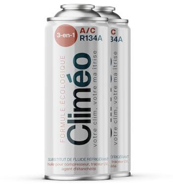 Climéo Lot de 2 flacons de 400 ml de liquide frigorigène écologique 3 en 1 avec scellant R134a/R12 Service indépendant de climatisation