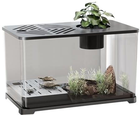 Tistana für Fisch, Aquariumtank, großes Starter-Set für Aquarien, HD-Panorama-Behälter, moderner Behälter mit Schildkrötenruhebereich, Heimdekoration für Zubehör D