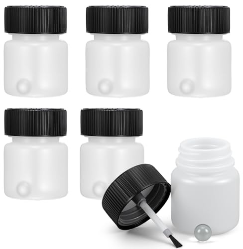 6 Pcs 1 Oz Paint Touch up Bottles with Lid and Applicator Brush, Small Empty Paint Bottle with Brush Applicator and Mixing Marble, Touch up Paints Applicators for Scratches Repair Fix Paints Car