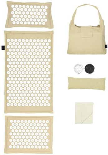 LifeGoods ECO Akupressurmatte Mit Kissen - Akkupressmatte - Akkupressurmatte+ - Akupressur Matte - Akupunktur Matte - Massagematte - Rücken - Stachelmatte - Fakirmatte - Nagelmatte - Acupressure Mat