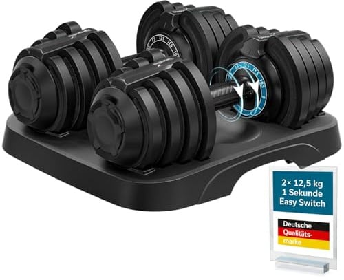 Skandika Hanteln Paino | Hantel verstellbar, Hantel Set, 1,5 bis 24 kg Gewichte, Kurzhanteln, Langhantel, Kettlebell, Hantelset, Dumbbells, Hantelscheiben | Verstellbare Hanteln für Zuhause, Gym