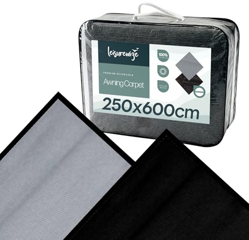Leisurewize - Premium Awning Carpet – Breathable Caravan & Motorhome Carpet – Reversible Light Grey/Charcoal, Durable Outdoor Groundsheet Mat